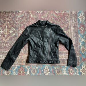 Girls Me Jane size 7 Black Faux Leather Moto Jacket